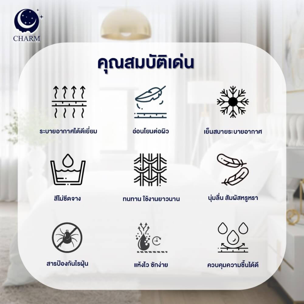 ชุดผ้าปูที่นอน 6 ฟุต 6 ชิ้น CHARM รุ่น CLASSIC ลาย ROSE GARDEN_5